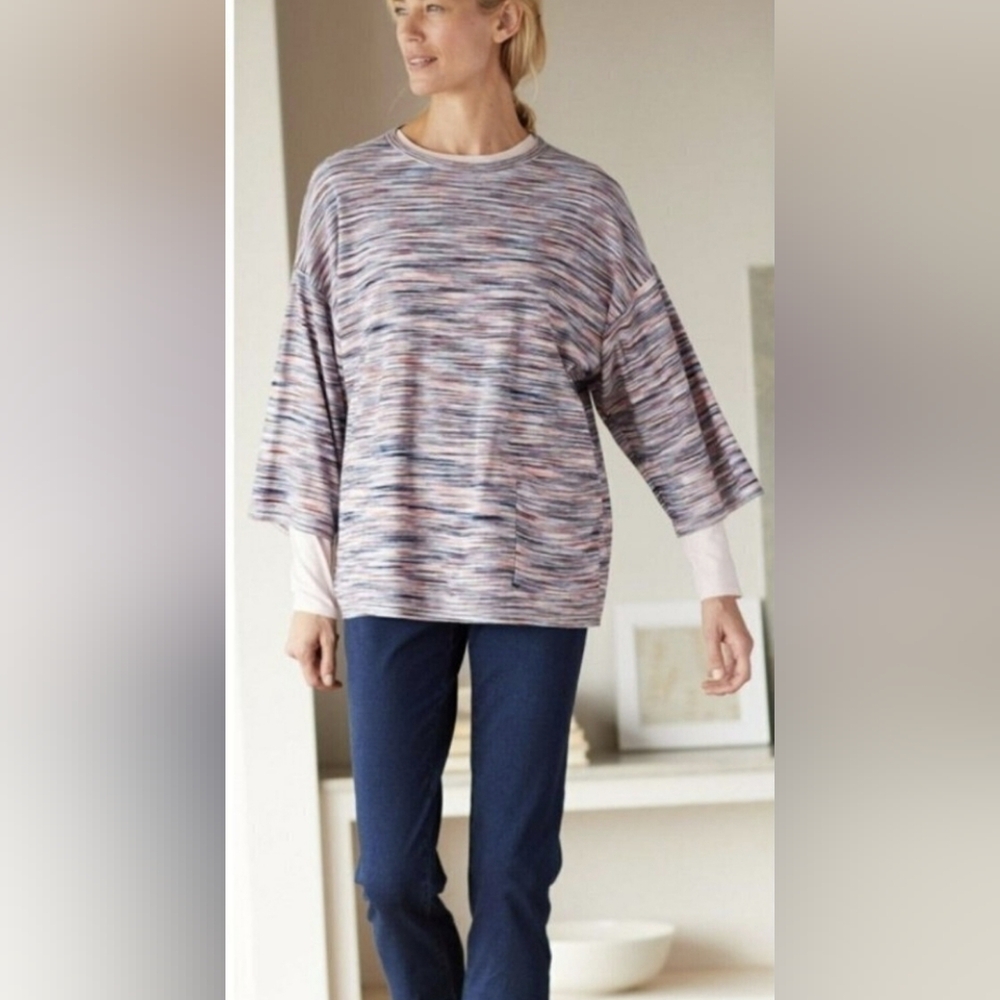 J. Jill Purejill Spacedye Kimono Sleeve Boxy Top